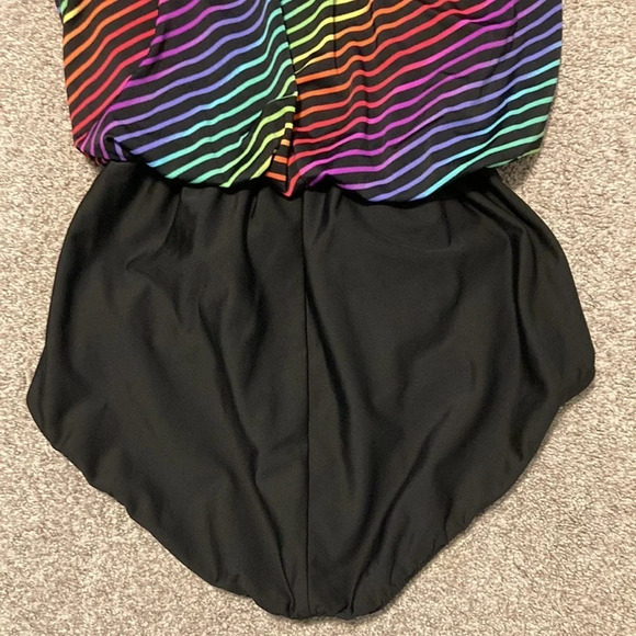 Vintage Ceeb gold label blouson one piece swimsuit rainbow stripe - Picture 10 of 16